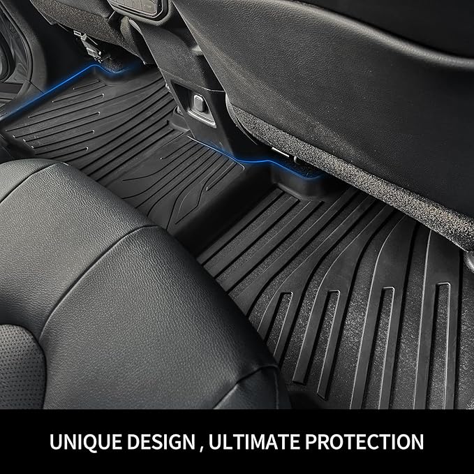 OEDRO Upgraded Floor Mats Fit for Toyota Tacoma 2016-2023 (Only for Double Cab & Automatic), All Weather TPE Tacoma Floor Liner Front and Rear 2 Row Mats,Black