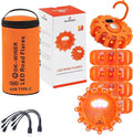 LED Road Flares 6Pack Roadside Emergency car kit Emergency Road Flares Kit with Magnetic Base for Vehicles & Boat | 9 Flash Modes(with Batteries) (6pack rechargeable)
