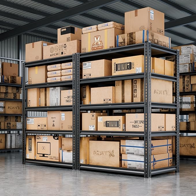 72"H Storage Shelves heavy duty, 2200LBS Garage Shelving, 5 Tier Metal Shelving Unit Adjustable Garage Shelves Utility Rack Shelf for Storage Warehouse Pantry Closet,40" W × 20" D × 72" H, Black, 2PCS