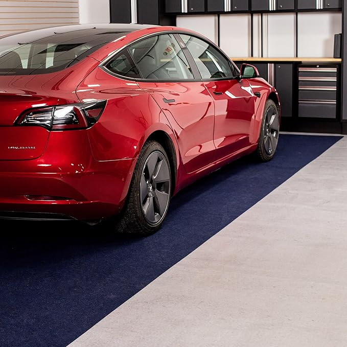 G-Floor Drip & Dry Absorbent (7'6" x 22', Blue) Floor Mat with Waterproof Vinyl Backing for Protecting Your Garage Floor - Just Unroll to Install!