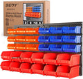 30-Bin Wall-Mounted Storage Rack System - Heavy-Duty Garage Tool Organizer for Screws, Nuts, Bolts, Nails, Beads, and Small Hardware Parts - Easy Installation and Customizable