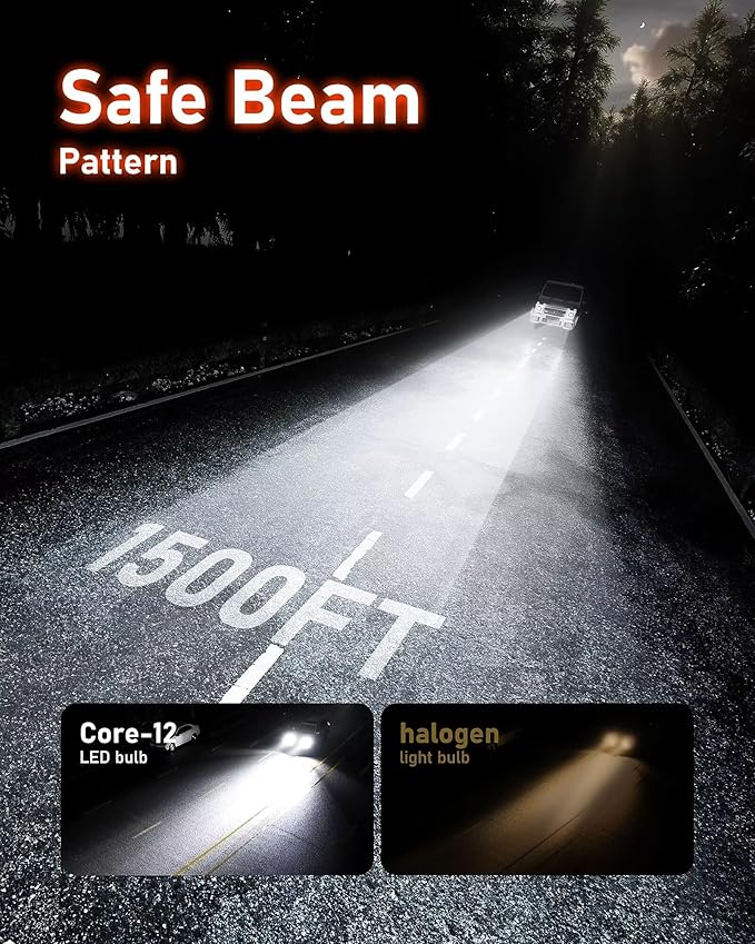 Hikari 2025 25000LM H11/H8/H9 LED Bulbs, 45W Upgraded Core Chips, High Lumens Kit, 6000k Cool White, IP68 Waterproof, H16 Foglight