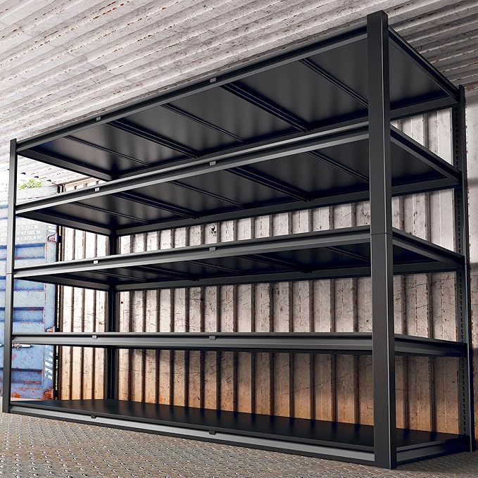REIBII 60" W Garage Shelving 3000LBS Garage Shelving Heavy Duty Storage Shelves, 5 Tier Metal Shelves, Adjustable Industrial Shelf for Warehouse, Basement, Pantry, 60" W x 24" D x 72" H