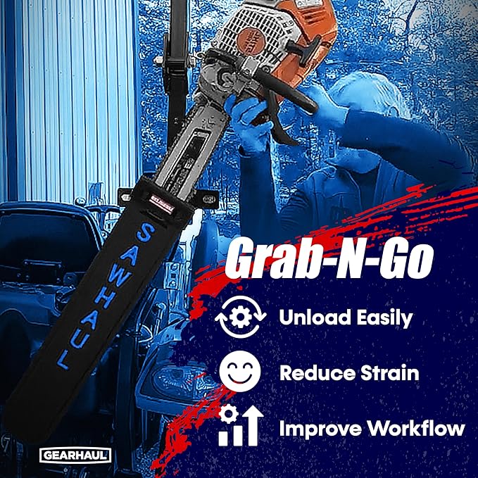 SawHaul Snap-Lok Universal Chainsaw Carrier Kit for Tractors and Skid Steers – 28 Inch Blue Scabbard with Rotating Mount – Compatible with All Chainsaw Brands – Made in USA