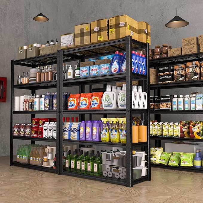 MUPATER 48" W x 20" D x 72" H Metal Storage Shelves, Garage Shelving Unit, Standing Utility Shelf Racks, 5 Tier Shelves and Adjustable Shelves for Garage Kitchen Warehouse