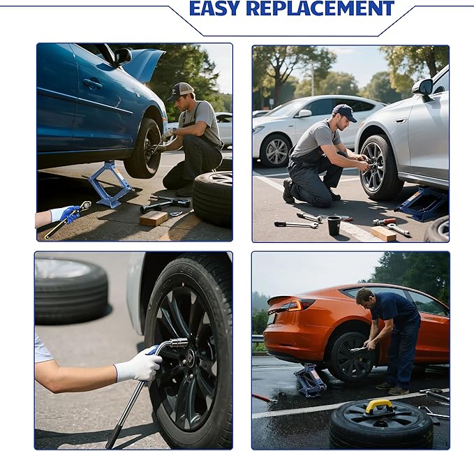 Car Jack Kit, 2.5 Ton (5511lbs), 16.5'' Portable Non-Slip Scissor Lift Jacks, Car Jack 8 Piece Set with Ratchet and Tire Replacement Kit for Sedan, MPV, SUV
