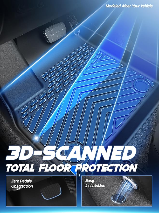 Car Floor Mats for Chevrolet Chevy Traverse 2018-2024 2025 Accessories,TPE All Weather Protection Floor Mats,Only 7 Seaters Custom Fit 3 Rows Car Floor Liners Set,Heavy Duty Accessories,Black