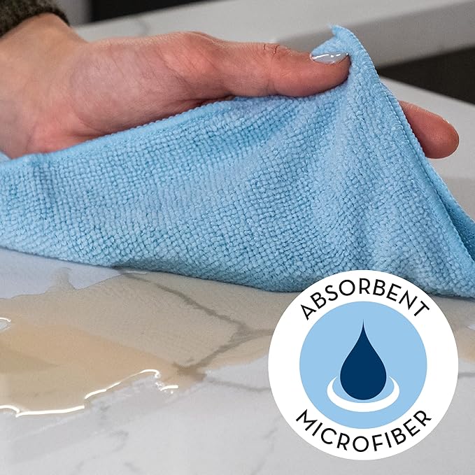 S&T INC. 150 Pack Microfiber Cleaning Cloth, Bulk Towels for Home, Reusable Microfiber Towels for Cars, Cleaning Rags, Light Blue, 11.5 Inches x 11.5 Inches, 150 Count