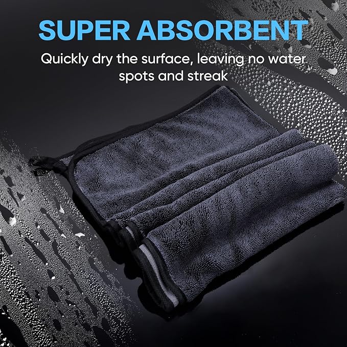 Shiny Wipes Shower Cleaning Cloth, Ultra Absorbent Car Drying Towel, 4 Pack 16 x 24 inch Microfiber Cleaning Cloth for Car, Bath & Househood
