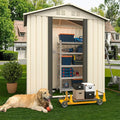 5x3 FT Outdoor Storage Shed, Metal Garden Shed with Lockable Sliding Doors, Small Outside Tool Shed with Sloped Roof & 4 Air Vents, Waterproof Storage Building for Backyard, Patio, Lawn, Cream White