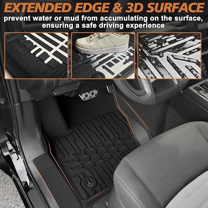TripleAliners Floor Mats & Trunk Mat & Rear Seatback Cover All Weather TPE Liners Fit for Toyota 2025 4Runner Accessories Custom Fit TPE Heavy-Duty (Only for 5 Seats) - Not for Hybrid Model