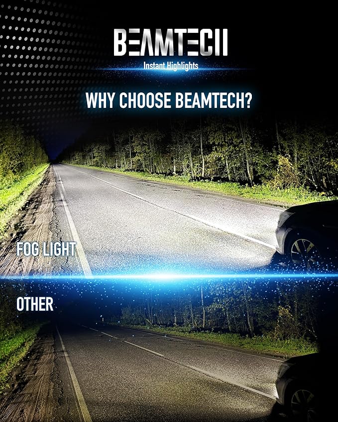 BEAMTECH 9005 Fog Light Bulb, HB3 Fog Bulb 6500K Fog Light or ATV UTV Off Road Pack of 2
