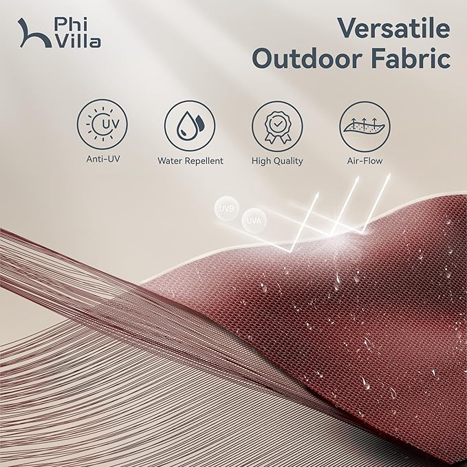 PHI VILLA 15ft Patio Umbrella Double-Sided Outdoor Market Extra Large Umbrella with Crank, Umbrella Base Included (Dark Red)