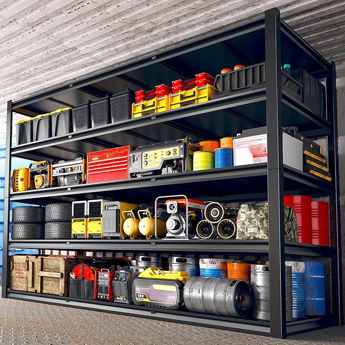 REIBII 60" W Garage Shelving 3000LBS Garage Shelving Heavy Duty Storage Shelves, 5 Tier Metal Shelves, Adjustable Industrial Shelf for Warehouse, Basement, Pantry, 60" W x 24" D x 72" H