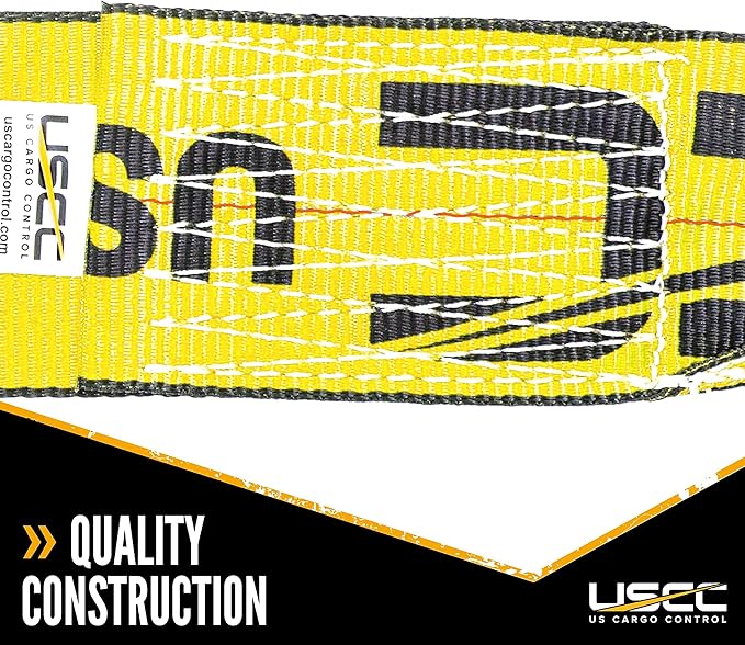 US Cargo Control Heavy Duty Yellow Fixed End with Ratchet and Flat Hook 4 Inch x 11 Inch (200-Pack), Fixed End Only, 5,400 LBS Working Load Limit