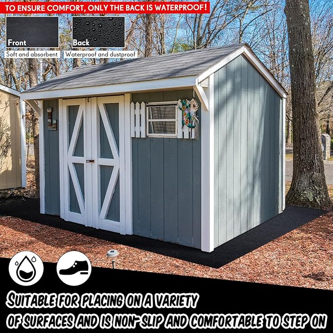 Haull Outdoor Storage Shed Floor Moat Waterproof Outdoor Carport Mat Thickened Soft Patio Furniture Pad Washable with Non Slip Backing, Storage Shed Not Included (10 x 14 ft)