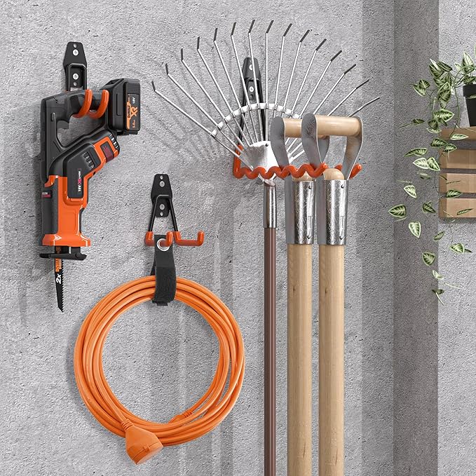 Nacial 18 Pack Garage Hooks Heavy Duty, Utility Steel Garage Storage Hook with 2 Storage Straps, Utility Garage Wall Mount Hooks for Hanging Bike, Ladder and Garden Tools, Perfect for Father Day Gifts
