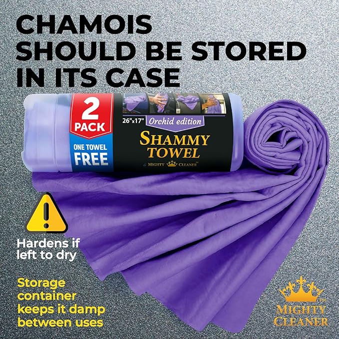 Premium 2pk +1 Free Shammy Cloth for Car Drying (26"x17") - Super Absorbent Chamois Towel - Reusable & Scratch-Free Shammy - Soft Drying Towels