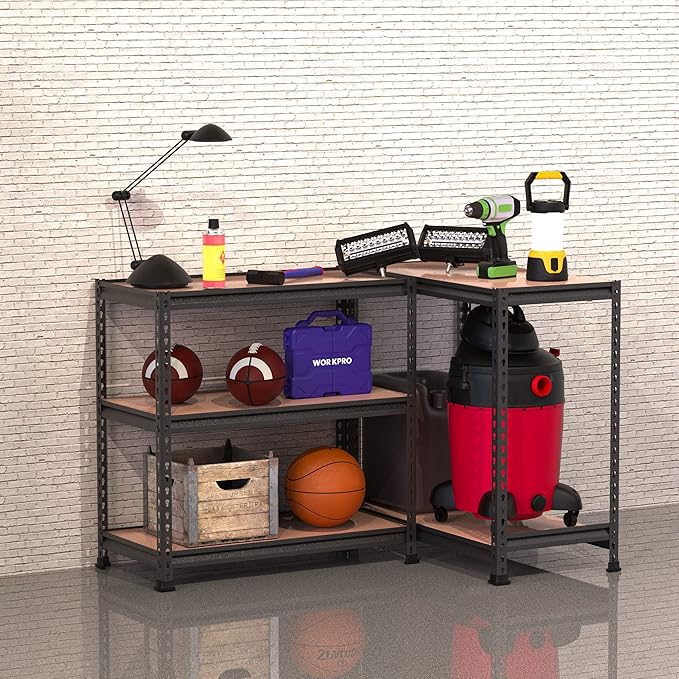 WORKPRO 5-Tier Metal Storage Shelving Unit, 36”W x 18”D x 72”H, Adjustable Storage Rack Heavy Duty Shelf with Particle Board, 4000 lbs Load Capacity (Total) for Garage Warehouse, Pack of 2