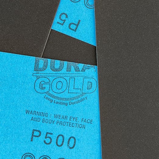 Dura-Gold Premium 500 Grit Wet or Dry Sandpaper Sheets, 5-1/2" x 9", Box of 25 - Car Color Sanding, Detailing, Polishing Automotive, Woodworking Wood Furniture, Metal Finishing, Hand Sand Block Sander