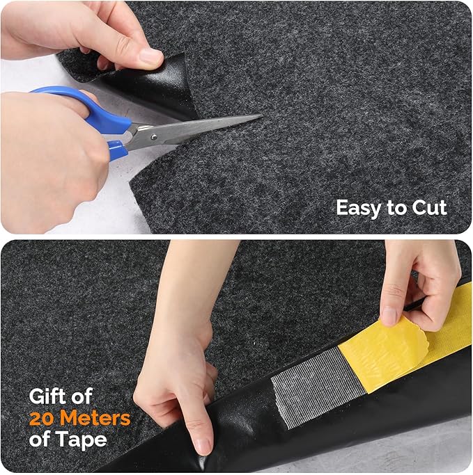 TUFFIOM 17' x 7'4" Oil Spill Mat with Tape,Garage Floor Mat for Under Car,Oil Absorbent Mat for Garage Waterproof,Oil Drip Change Parking Mat for Driveway,Reusable,Washable