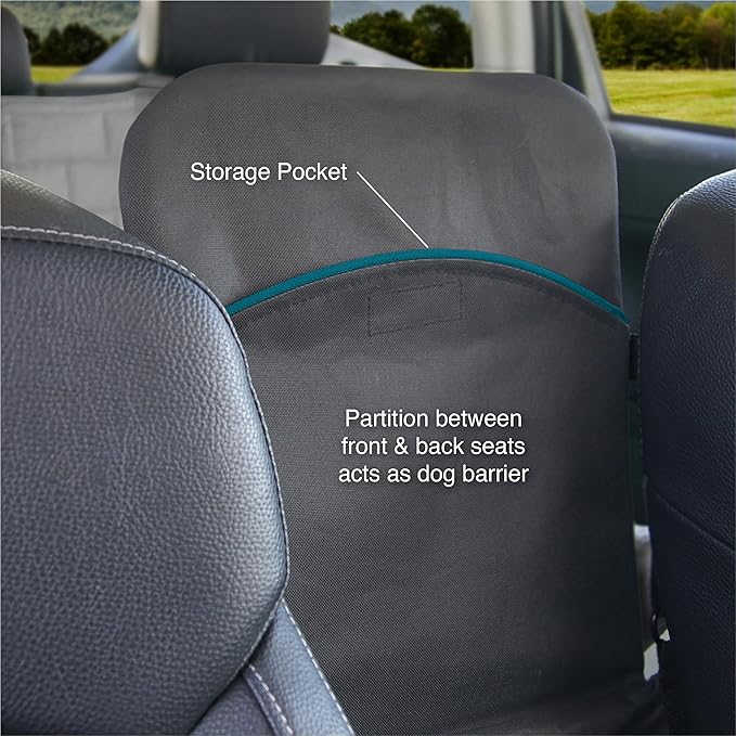 Kurgo Rover Backseat Bridge Dog Car Extender, Seat Bridge for Dogs, Padded Pet Car Barrier, Reversible, Water Resistant, Universal Fit, Up to 75 lbs