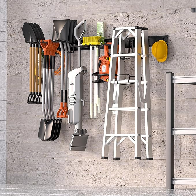 Garage Tool Organizer Wall Mount,Garden Tools Rack Holder,64 Inch Storage Hanger with Removable Heavy Duty Hooks