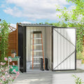 Outsunny 3.3' x 3.4' Outdoor Storage Shed, Metal Garden Tool House with Sloping Roof and Lockable Door for Backyard, Bike, Patio, Garage, Lawn, Gray