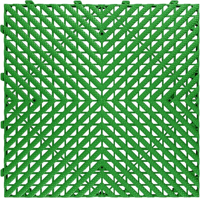 Interlocking Garage Floor Tiles - 0.79in,Vented, Self-Draining, Non-Slip Flooring, Modular, Virgin Polypropylene, Ideal for Garages, Patios, Basements, Decks -51.6 sq ft (Green, 30PCS) (Green, 30PS)