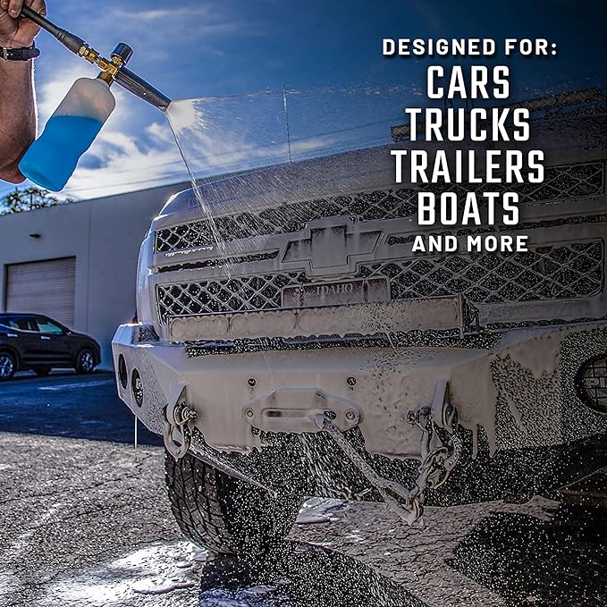 Slick Products Wash & Wax Extra Thick Foaming Cleaning Solution Motorcycle, Truck, Trailer, Boat, Car Wash Soap - Works With Foam Cannon, Foam Gun, Sprayers, Buckets, 128 oz., Tropical Scent