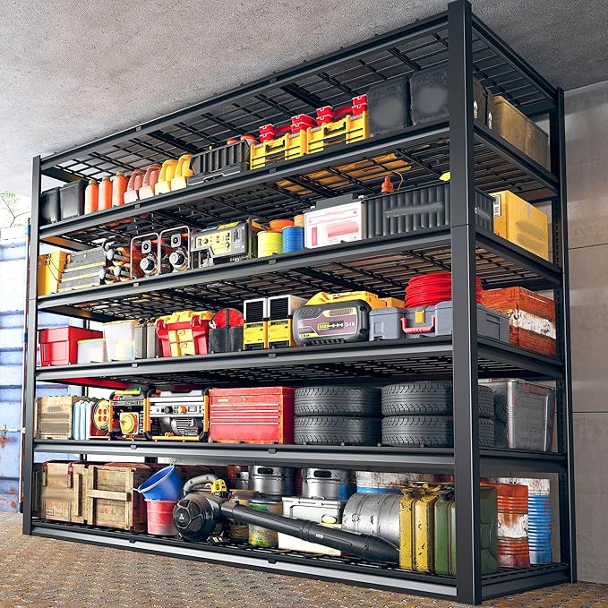 REIBII 60" W Garage Shelving, 2900LBS Storage Shelves, 6 Tier Heavy Duty Shelving, Adjustable Metal Shelving Units and Storage Rack for Warehouse, Pantry, Basement, 60" W x 84" Hx 24" D, 2 Pack