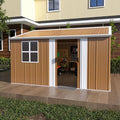 12 x 10 FT Outdoor Storage Shed, Metal Garden Tool Shed with Slooping Roof, Lockable Doors and Windows, All-Weather Weatherproof Blike shed for Garden, Patio, Lawn, Yellow