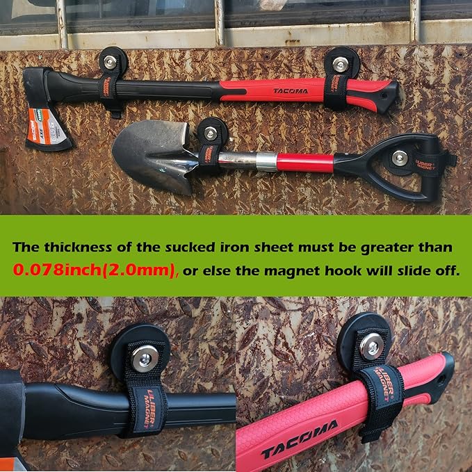 ULIBERMAGNET Strong Magnetic Storage Hooks,Heavy Duty Magnetic Garage Storage Tool Organizer,Extension Cord,Hose, Cable, Rope,Tools for Garage,Pick-up,RV and Workshop(4 Pack/2.59INCH)
