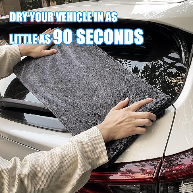 belhope 2 Pack Microfiber Towels for Cars, 24"x36" Extra Large Super Absorbent Car Drying Towel Detailing, No Streaks, Scratches and Water Spots