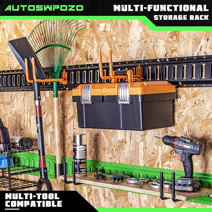 8-Pack Heavy Duty E-Track Shovel/Tool Hanger, Spades, Rakes, Workshop, Warehouse with E-Tracks, Tool Holder (Orange)
