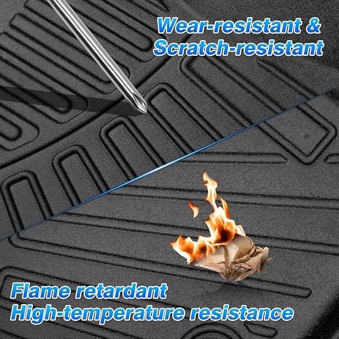Cartist Floor Mats Fit for 2014-2018 Chevy Silverado & GMC Sierra 1500 Crew Cab;2015-2019 Silverado/Sierra 2500HD/3500 HD Crew Cab, All Weather TPE Custom Fit Silverado Floor Mats 1st & 2nd Row