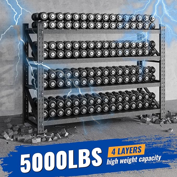 60" W Storage Shelves 5000lbs Garage Metal Shelving Heavy Duty Garage Shelves Adjustable Storage Shelves for Industrial, Factory, (60" W X 24" D X 70" H)