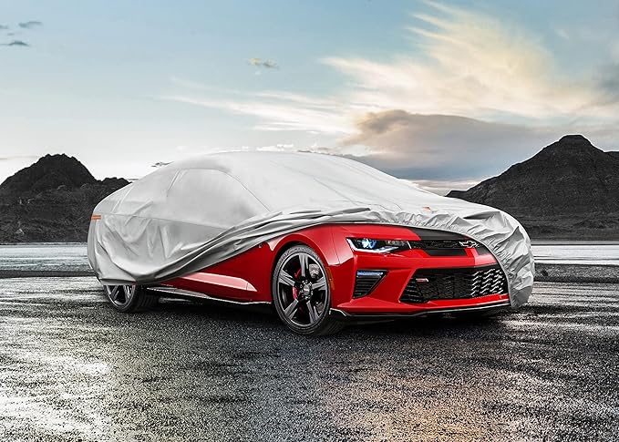 Kayme 6 Layers Car Cover Custom Fit for Chevrolet Chevy Camaro (2010-2025) Waterproof All Weather for Automobiles, Outdoor Full Cover Rain Sun UV Protection.Sliver