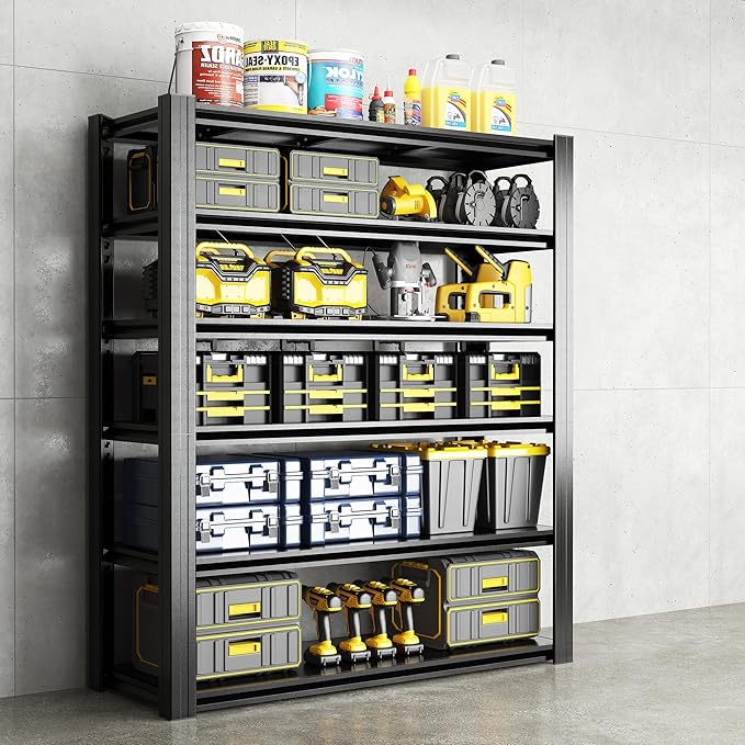 82" H Heavy Duty Garage Shelving 3000LBS Storage Shelves Adjustable 6 Tier Metal Shelving Unit, Industrial Utility Rack for Garage, Workshop, Basement, Home Office 82" H*48W*18D