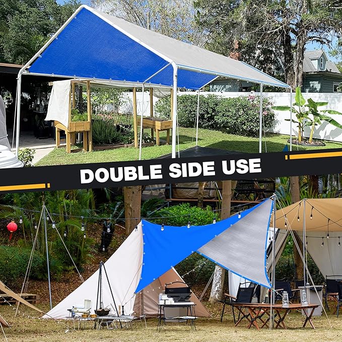 Tarp 20x30 Feet 14 Mil Heavy Duty Waterproof Tarp, Large Multipurpose Cover with Brass Grommets and Reinforced Edges, UV Resistant Thick Poly Tarps for Outdoor Camping Tent Pool Car, Blue