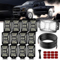 12 Pods 324 LED White Rock Lights with 11yd/10M Extension Wire, 6000K Super Bright Underglow Light, Waterproof IP67, 360° Full Angle Illuminate Rock Lights for Trucks Jeep UTV ATV SUV Boats