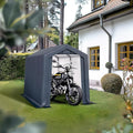 PHI VILLA 6'x10'x7' Outdoor Portable Storage Shelter Shed Garage with 2 Roll up Zipper Doors & Vents Carport for Motorcycle Bike Waterproof and UV Resistant Anti-Snow Portable Garage Kit Tent, Gray
