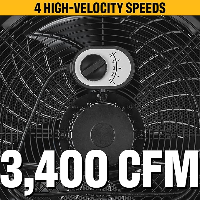 CAT by CATERPILLAR HVD-18AC - 18-inch High-velocity Drum Air Circulator Fan with 360-degree Pivoting Head and Dual Ball Bearing 4-speed Motor, Black…