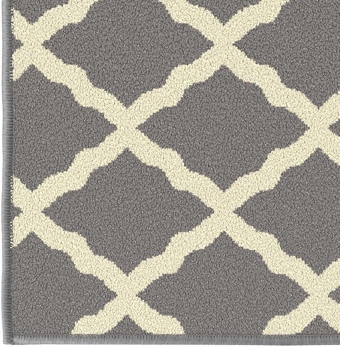 Ottomanson Rugs for Entryway 2'3" x 3' Non Slip Trellis Small Area Rugs Durable Front Door Mat Rug Stain Resistant Entrance Rugs for Bathroom Kitchen Bedroom & Living Room, Gray