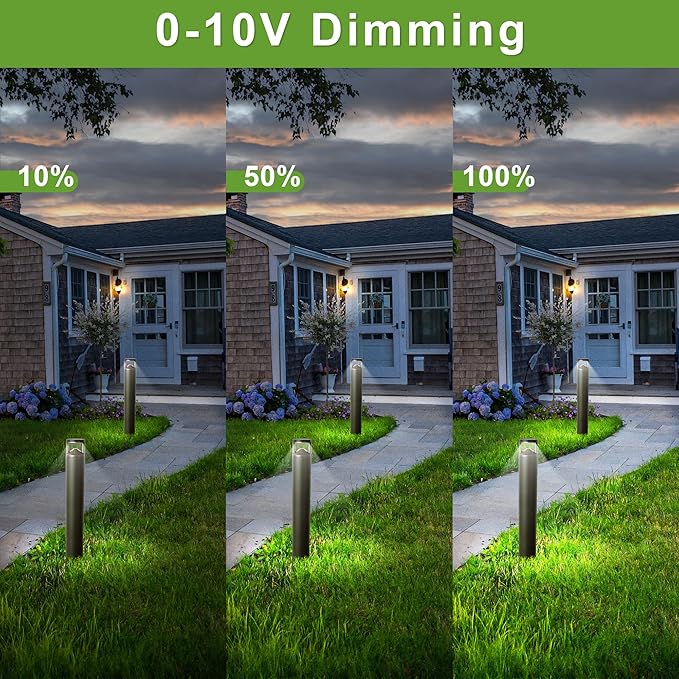 LED Bollard Landscape Light, 42inch 24W 3CCT 30K/40K/50K Selectable, 120V-277V Commercial/Residential Ballard Lighting Fixture for Garden, Pathway, Driveway, Die-cast Aluminum, Bronze