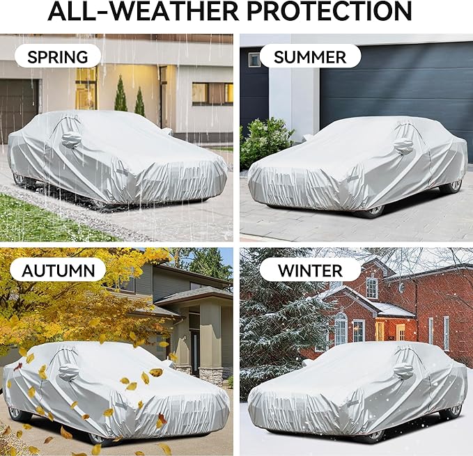 Car Cover Compatible with Dodge Charger 2006-2024/Honda Accord 2001-2024,Waterproof Car Cover for Automobiles All Weather with Door Zipper & Cotton Lining,Windproof Sun UV Hail Protection