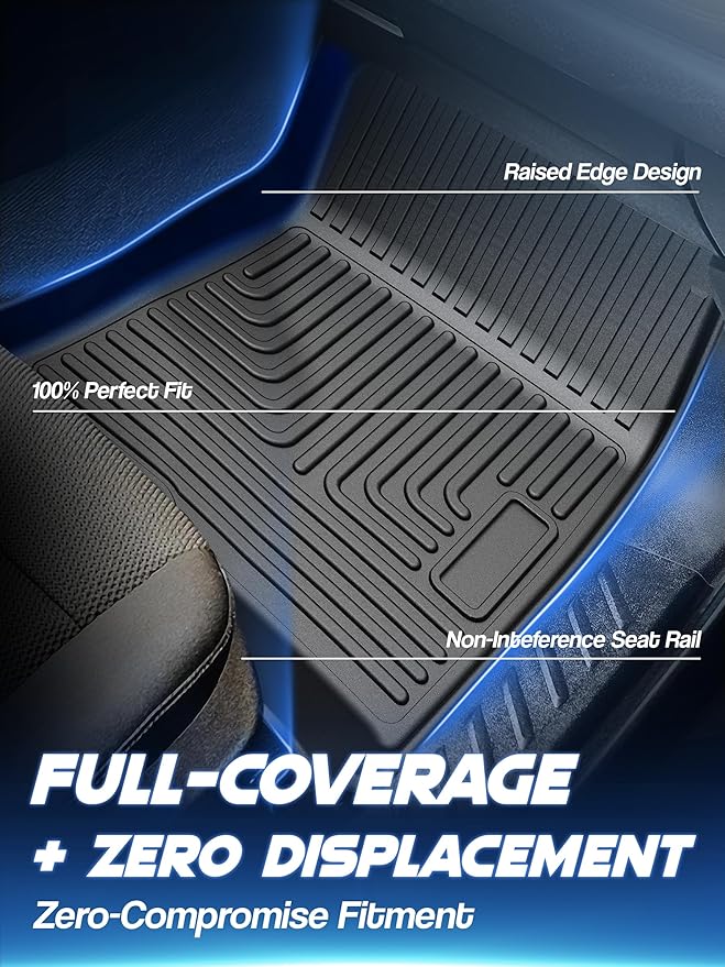 Car Floor Mats for Chevrolet Chevy Colorado/GMC Canyon Crew Cab 2023 2024 2025(Fit Carpet Floor) Accessories,TPE All Weather Protection Floor Mats,Custom Fit 1st&2nd Row Car Floor Liners Set