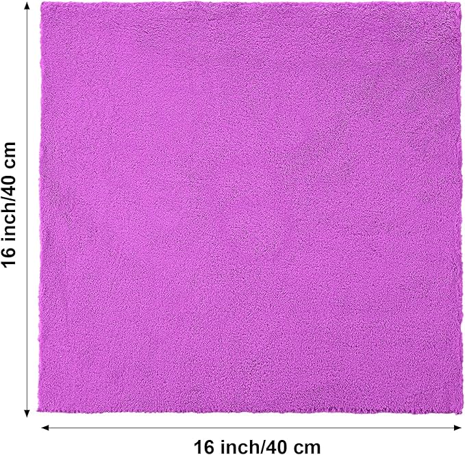 Shimeyao 30 Pcs Edgeless Microfiber Plush Towels for Cars Detailing Drying Wash Polishing Absorbent Cleaning Cloths, 500 GSM, 16 x 16 Inch(Purple)