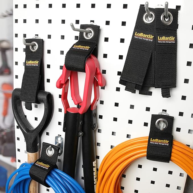 LuBanSir 9 Pack Extension Cord Holder Organizer, 13-inch Heavy Duty Storage Straps for Garden Hose Storage and Garage Wall Organization