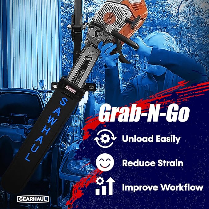 SawHaul Snap-Lok Universal Chainsaw Carrier Kit for Tractors and Skid Steers – 36 Inch Blue Scabbard with Rotating Mount – Compatible with All Chainsaw Brands – Made in USA